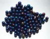 100 6mm Round Metallic Navy Iris Glass Beads
